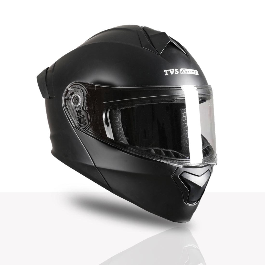 TVS Racing SuperPose Smoked Dual Visor Flip Up Modular Helmet for Men and Women, ISI DOT Certified, ABS Shell, Quick Release Visor, Lightweight, Ventilated, Open Face to Full Face
